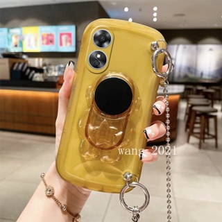 Ready Stock Hot Selling Phone Case เคส OPPO Reno8 T 4G 5G New Color Transparent Astronaut Invisible Phone Holder Casing Lens Protection Soft Case with Crossbody Strap Lanyard เคสโทรศัพท