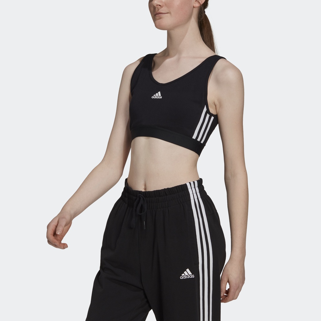 ภาพหน้าปกสินค้าadidas ไลฟ์สไตล์ เสื้อครอปมีฟองน้ำแบบถอดออกได้ Essentials 3-Stripes ผู้หญิง สีดำ GS1343 จากร้าน adidas บน Shopee