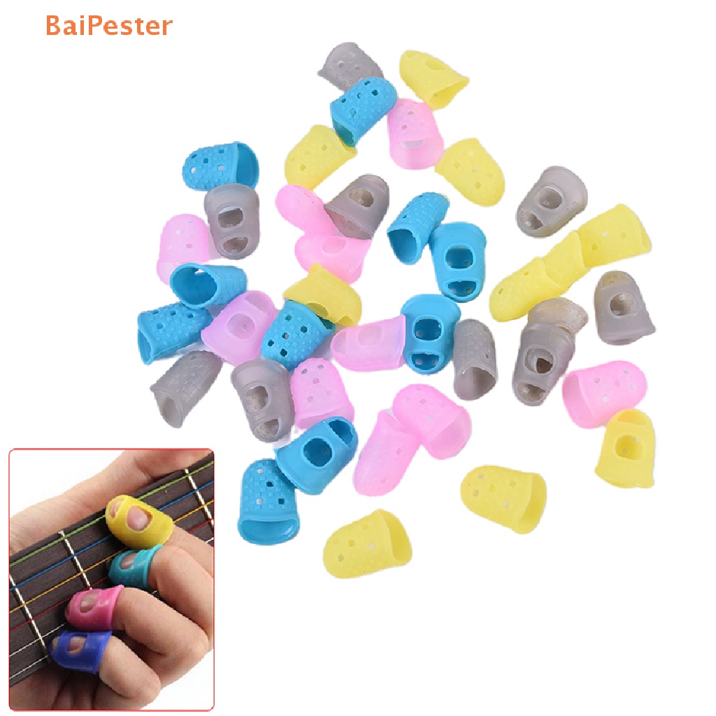 baipester-ถุงมือซิลิโคน-กันลื่น-ป้องกันนิ้ว-อุปกรณ์เสริม-สําหรับเล่นกีตาร์-10-ชิ้น