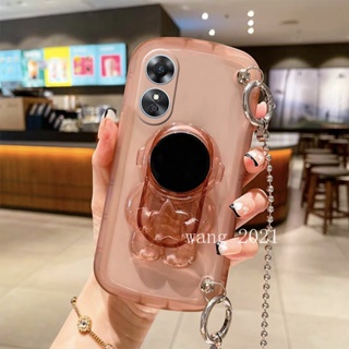 Ready Stock Hot Selling Phone Case OPPO A78 5G A17 A17k เคส New Color Transparent Astronaut Invisible Phone Holder Casing Lens Protection Soft Case with Crossbody Strap Lanyard เคสโทรศัพท