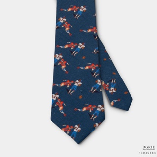 Rugby Sport Pattern on Blue 3 inch Necktie-เนคไทสีน้ำเงินลายกีฬารักบี้