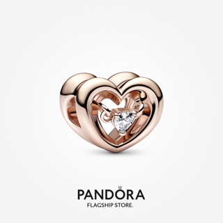 Pandora ชาร์มหินลอยน้ํา ชุบโรสโกลด์ 14K รูปหัวใจ ของขวัญวันหยุด สําหรับผู้หญิง p804