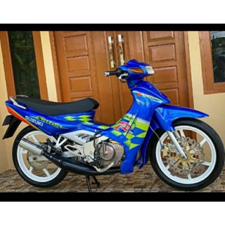 สติกเกอร์ satria keni robet 2 Stroke satria 2003 สีฟ้า สีเขียว