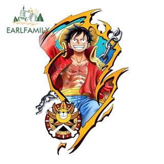 Earlfamily สติกเกอร์กันแดด กันน้ํา ลาย One Piece Luffy 13 ซม. x 11.5 ซม. สําหรับติดตกแต่งกระจกรถยนต์