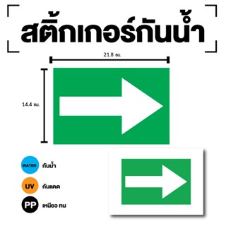 STICKER สติกเกอร์ สติ้กเกอร์กันน้้ำ ติดประตู,ผนัง,กำแพง (ป้ายลูกศรบอกทาง สีเขียว) 1 แผ่น A4 ได้รับ 1 ดวง [รหัส E-092]