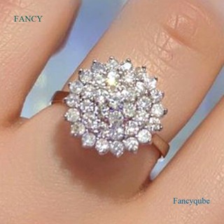 Fancy ขายดี แหวนเพชรเทียม เพทาย คริสตัล ทรงกลม กลวง เครื่องประดับ สําหรับผู้หญิง ผู้ชาย ปาร์ตี้