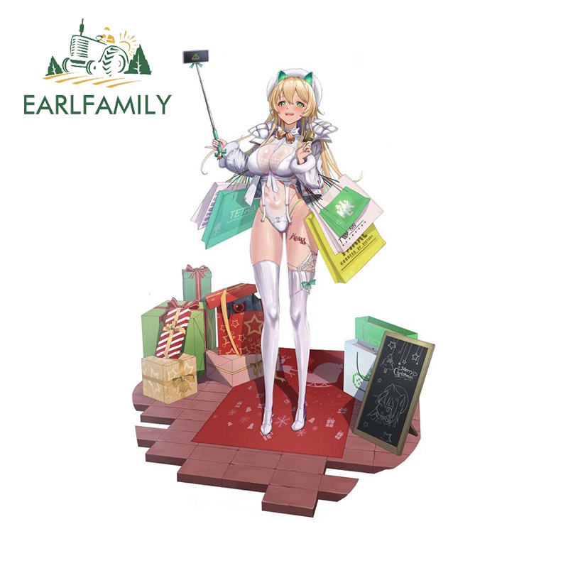 earlfamily-สติกเกอร์-ลายการ์ตูนเด็กผู้หญิงน่ารัก-ป้องกันรอยขีดข่วน-สําหรับติดตกแต่งประตูรถยนต์-13-ซม-x-13-ซม