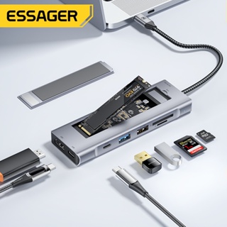 Essager 8 in 1 อะแดปเตอร์ฮับ usb type C 4K HDMI TF การ์ดรีดเดอร์ usb C PD 60 100w สําหรับแล็ปท็อป M2