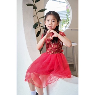 ชุดกระโปรงเด็กผู้หญิง ชุดกระโปรงแดง ชุดตรษจีนปีใหม่ พร้อมส่ง