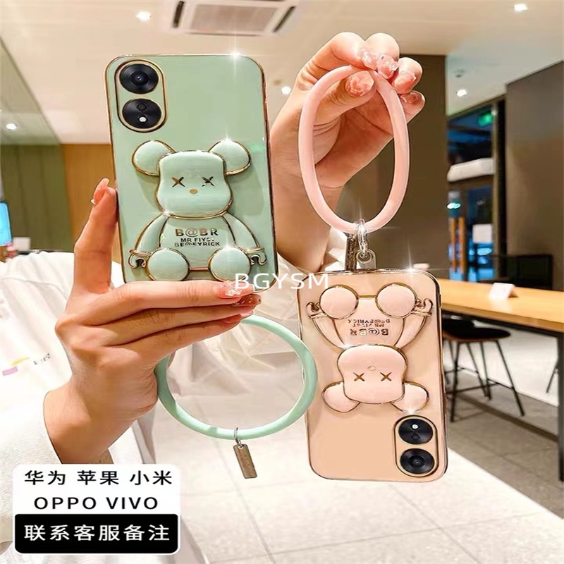 ใหม่-พร้อมส่ง-เคสโทรศัพท์มือถือ-ลายหมีน่ารัก-พร้อมขาตั้ง-และสายคล้องมือ-สําหรับ-oppo-a58-a78-4g-a584g