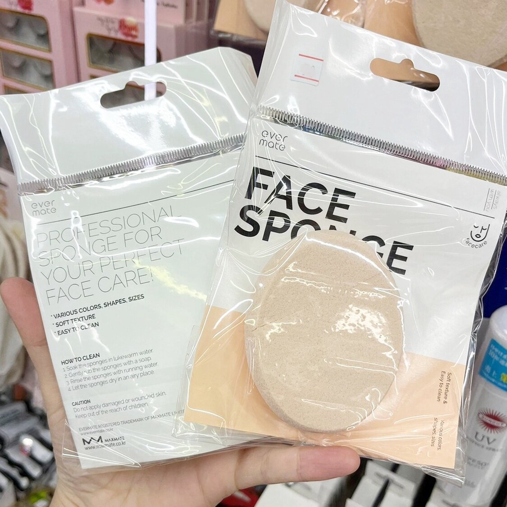 evermate-face-sponge-oval-shaped-ฟองน้ำแต่งหน้ารูปไข่-เนื้อนุ่มไม่ระคายเคืองผิว-ไม่อุดตันรูขุมขน