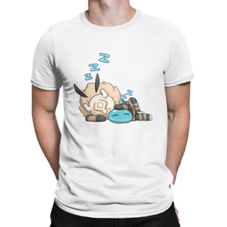 Hilichurl &amp; Hydro Slime Napping Genshin Impact Anime Game T-Shirts Men Amazing Tee Shirt Crew Neck T Shirt Birthday_05
