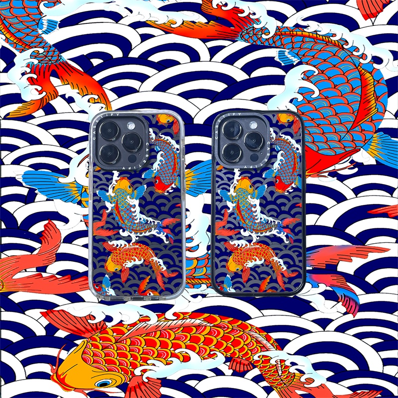 Casetify X KOI SEA เคสอะคริลิค TPU ใส ขอบขาวดํา โลโก้แกะสลัก พร้อมกล่อง