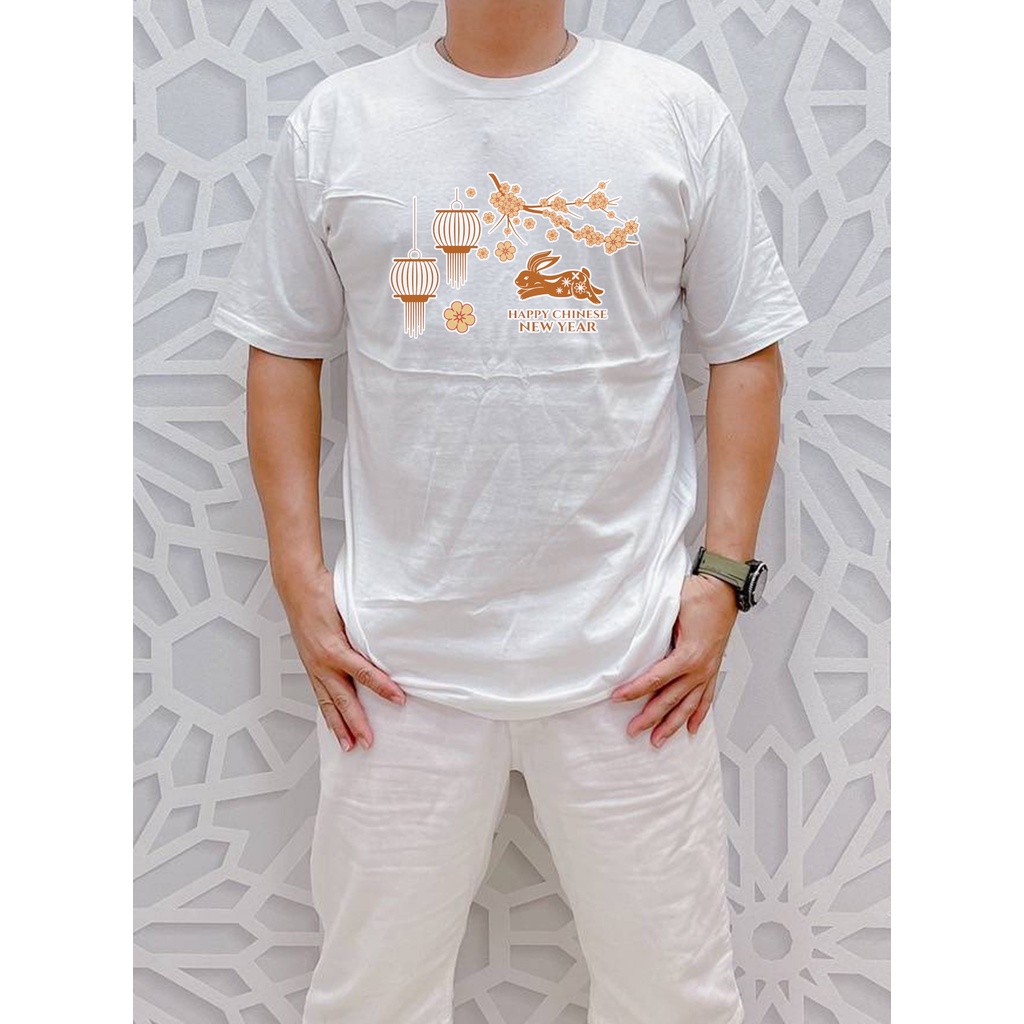 s-5xl-ผ้าฝ้าย-100-เสื้อยืด-พิมพ์ลายปีใหม่จีน-rabbit-gong-xi-fa-chai-unisex