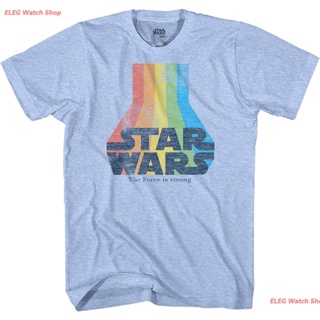 เสื้อยืดผู้ชายและผู้หญิง STAR WARS Rainbow Logo Adult Tee Graphic T-Shirt For Men Tshirt Mens Womens T-shirts_05