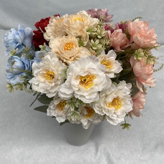 【AG】Artificial Flower 6 Heads Multipurpose Silk Cloth Fadeless Vivid Simulation Peony Bouquet Home Garden Wedding Decoration