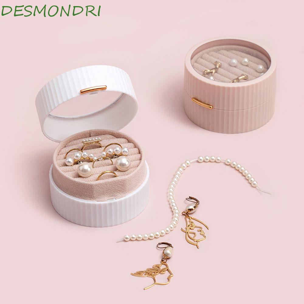 desmondri-กล่องเก็บเครื่องประดับ-ต่างหู-ทรงกลม-ขนาดเล็ก-แบบพกพา-เรียบง่าย-สีพื้น-สําหรับผู้หญิง