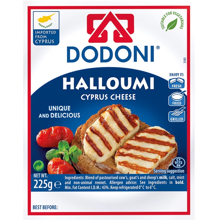 ภาพหน้าปกสินค้าโดโดนี ชีสฮาลูมี 225 กรัม - Dodoni Halloumi Cheese 225g