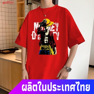 gothic เสือยืดผู้ชาย เสื้อบอดี้โ เสื้อยืดอนิเมะAnime T-shirtCartoon Anime One Piece Luffy Clothes Male Big Boy 16 Y_53