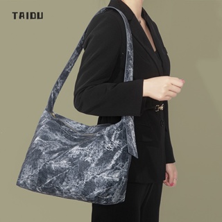 TAIDU กระเป๋าโท้ทหญิงสไตล์ยุโรปและอเมริกา, มัดย้อมแฟชั่นยีนส์, กระเป๋าแฟชั่นมัดย้อมอินเทรนด์, ความจุสูง