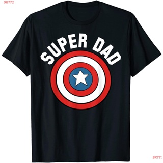 f6f6    คู่     ทหาร  SKTT1 Marvelเสื้อยืดผู้ชายและผู้หญิง Marvel Fathers Day Super Dad Captain America Shield T-S_11
