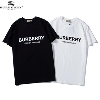 burberry เสื้อยืดแฟชั่นสําหรับ unisex ผ้าฝ้ายแขนสั้นพิมพ์ลาย_01
