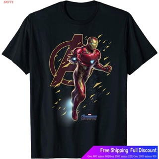 ย้อนยุคSKTT1 Marvelเสื้อยืดผู้ชายและผู้หญิง Marvel Avengers Endgame Iron Man Action Pose Graphic T-Shirt Marvel Sho_07