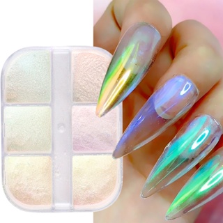 【AG】Nail Mirror Powder Shiny Ice Lightweight Sparkly Aurora Glitter Powders for Beauty