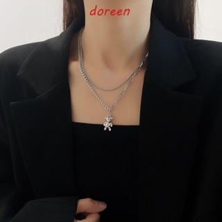 Doreen สร้อยคอโซ่ โช้กเกอร์ สองชั้น รูปหน้ายิ้ม สไตล์วินเทจ แฟชั่นสําหรับผู้หญิง