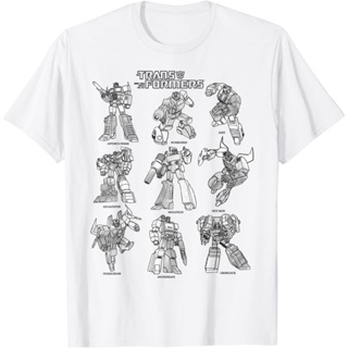 ผ้าฝ้ายแท้เสื้อยืดแขนสั้น พิมพ์ลาย Transformers Sketches Stack แฟชั่นสําหรับผู้ชาย และผู้หญิงS-4XL_11