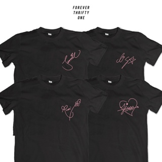 BLACKK-PINKK JENNIE LISA ROSE JISOO Signature Shirt Unisex Shirts Mens Womens Unisex T-shirtเสื้อยืด