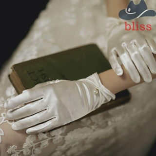 Bliss ถุงมือผ้าซาติน แบบเต็มนิ้ว อินเทรนด์เจ้าสาว โลลิต้า JK ห้านิ้ว สําหรับผู้หญิง งานแต่งงาน