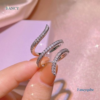 Fancy ใหม่ แหวนเงิน 925 ประดับเพทาย ทรงเรขาคณิต เรียบง่าย เครื่องประดับแฟชั่น สําหรับหมั้น งานแต่งงาน