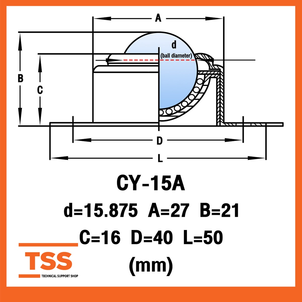 CY-15A CY-25A CY-30A ลูกบอลลำเลียง แบบหน้าแปลนวงรี CY (BALL TRANSFER ...