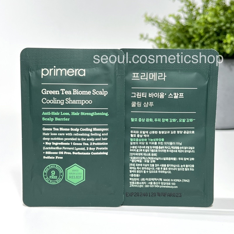 (exp 01/2024) Primera Green Tea Biome Scalp Cooling Shampoo⁣ Shopee
