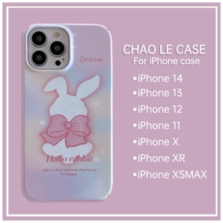 สีชมพูเคสโทรศัพท์กันกระแทกสำหรับ iPhone 14 Pro 13 Pro Max เคสแข็ง iPhone 12 Pro 11 XS Max XR X/XS กุทัณฑ์กระต่ายน่ารักพิมพ์กรณี