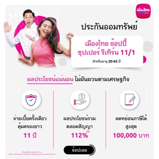 สินค้า [E-Voucher] เมืองไทย ช้อปปี้ ซุปเปอร์ รีเทิร์น 11/1 สำหรับอายุ 20-65 ปี