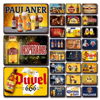 ป้ายโลหะดีบุก ลาย Belgian Beer Duvel La Chouffe Leffe Hertog Jan Paulaner ขนาด 20*30 ซม. สําหรับตกแต่งบ้าน Dy190