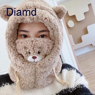 Diamd หมวกแกะ แต่งหูหมีน่ารัก ให้ความอบอุ่น ป้องกันหู แฟชั่นฤดูหนาว สําหรับผู้หญิง