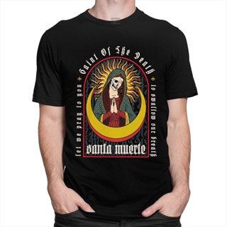 ใหม่ เสื้อยืดลําลอง แขนสั้น พิมพ์ลาย La Santa Muerte Saint Of The Death สไตล์วินเทจ แฟชั่นสําหรับผู้ชาย