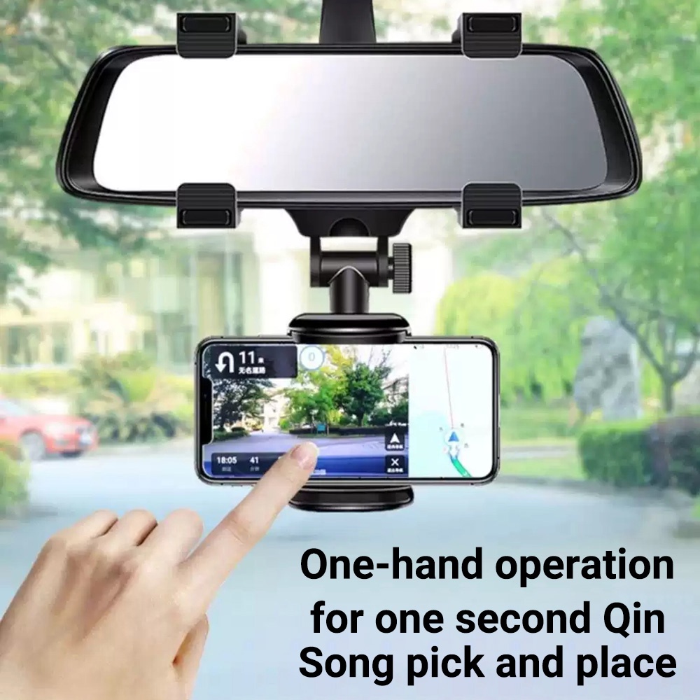 พร้อมส่งที่ไทย-ขาตั้งกระจก-ขายึดโทรศัพท์มือถือ-กับกระจกมองหลัง-universal-car-rear-view-mirror-mount-สีดำabs
