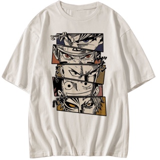 แขนสั้นพิมพ์ลาย✑✴2021 spring and summer new style anime Naruto One Piece 100% cotton Japanese Harajuku t-shirt men _46