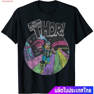 เสื้อยืดยอดนิยม Marvel Avengers The Mighty Thor Distressed Retro Portrait T-Shirt Short sleeve T-shirts_07