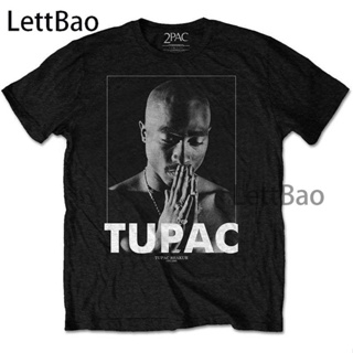 เสื้อยืดผู้ เสื้อยืด พิมพ์ลาย Tupac Praying Rap Music สีดํา สไตล์ฮาราจูกุ สําหรับผู้ชาย 2 ชิ้น S-5XL_03