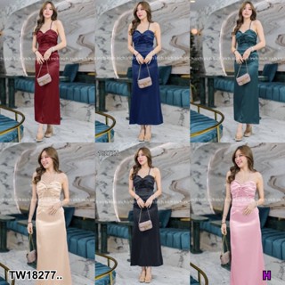 AK 18277 Dress เดรสราตรียาว ผ้าซาร่าเงา