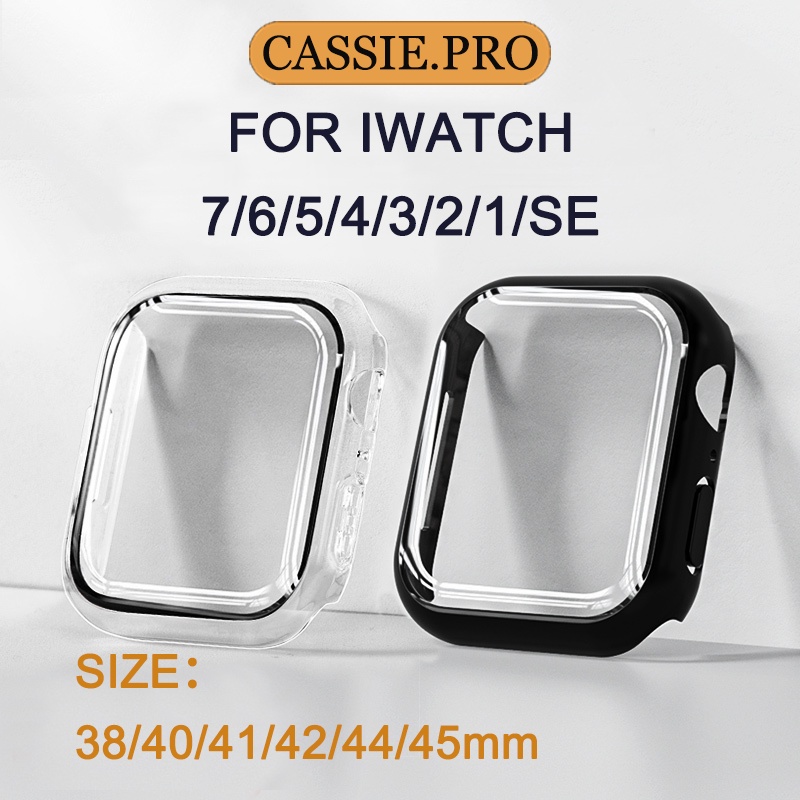 ราคาและรีวิวApple Watch case PC+Glass ใช้กับ iWatch 7/6/5/4/3/2/1/SE เคส Smart watch 38mm/41mm/42mm/44mm/45mm