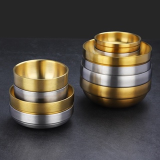 【AG】Small Dish Double Layers Insulation Stainless Steel Korean Style Anti-scalding Kimchi Bowl Saucer