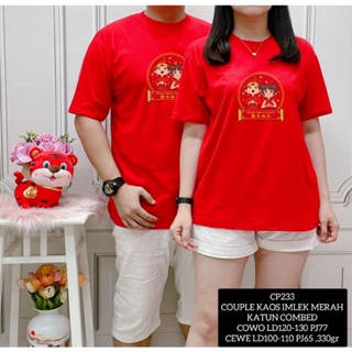 [S-5XL]ผ้าฝ้าย 100% เสื้อยืด ผ้าฝ้าย พิมพ์ลาย Km-cp233 COUPLE สไตล์จีน ปีใหม่