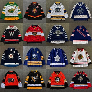 เสื้อกีฬาแขนยาว ทรงหลวม ขนาดใหญ่ ปักลาย Nhl hockey jersey สไตล์ฮิปฮอป