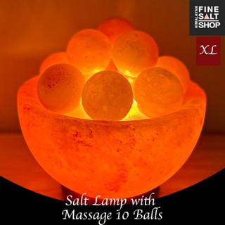 XLโคมเกลือ หิมาลายัน สปามือ Himalayan Salt Lamp Bowl with massage (10 balls, 8 Hearts)